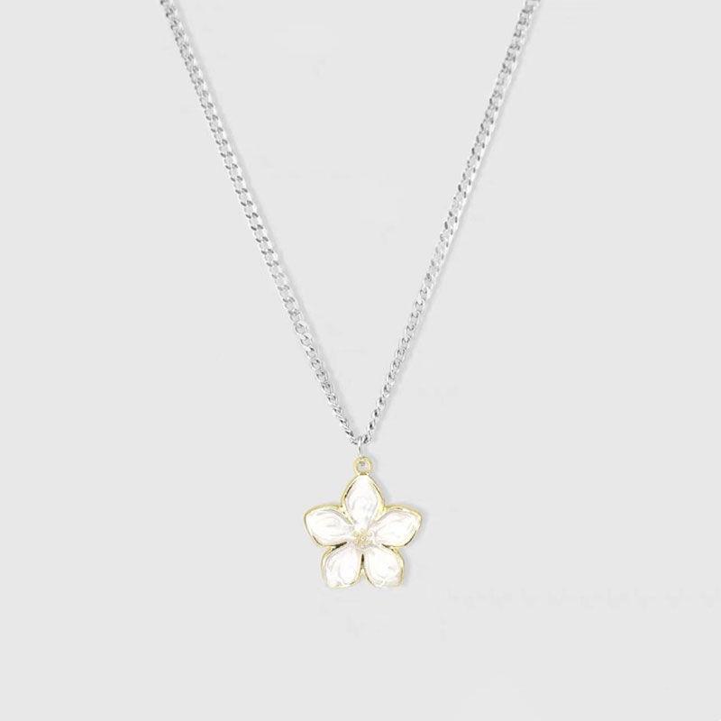 

3Colors Sweet Flower Necklace Charms Girls Women Holiday Chain Necklace Jewelry Gift білий