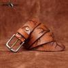 Belt Men's Retro Personality Trend Antlers Embossed First Layer Cowhide Leather Stainless Steel Buckle Jeans Belt