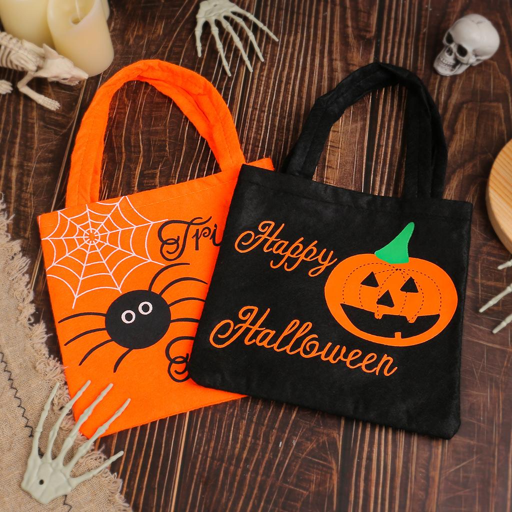 2 pcs Halloween pumpkin tote bag, Halloween children's candy bags