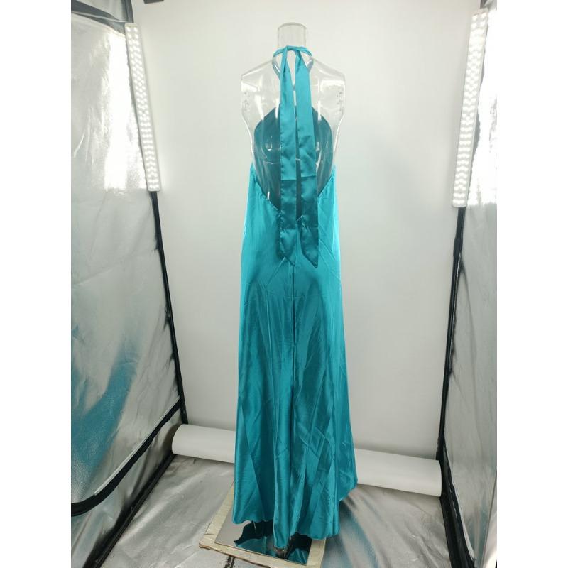 Women's Summer Long Dress Sexy Temperament Sleeveless Loose Satin Women's Halter Dress Fashion Elegant Solid Color A Line Casual Party Dresses