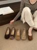 French ballet style bow flat-soled single shoes women's 2025 new Maillard not tired feet shallow mouth grandma shoes ladyshoes
