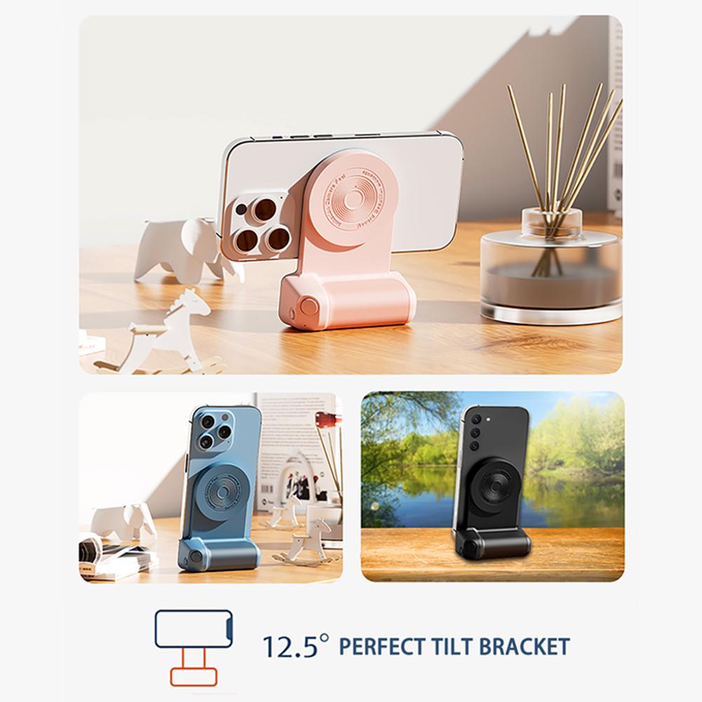 Magnetic Camera Handle Selfie Holder Power Bank 3-in-1 Phone Hand Grip Selfie Tools 3300mA Bluetooth-compatible for Android/iOS