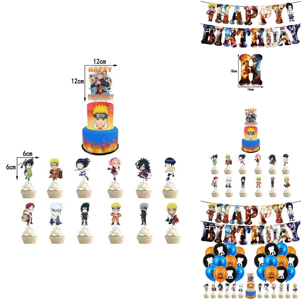 Naruto Ninja Birthday Party Supplies Decorate With Colorful Balloons Pull Flags And Cake Toppers