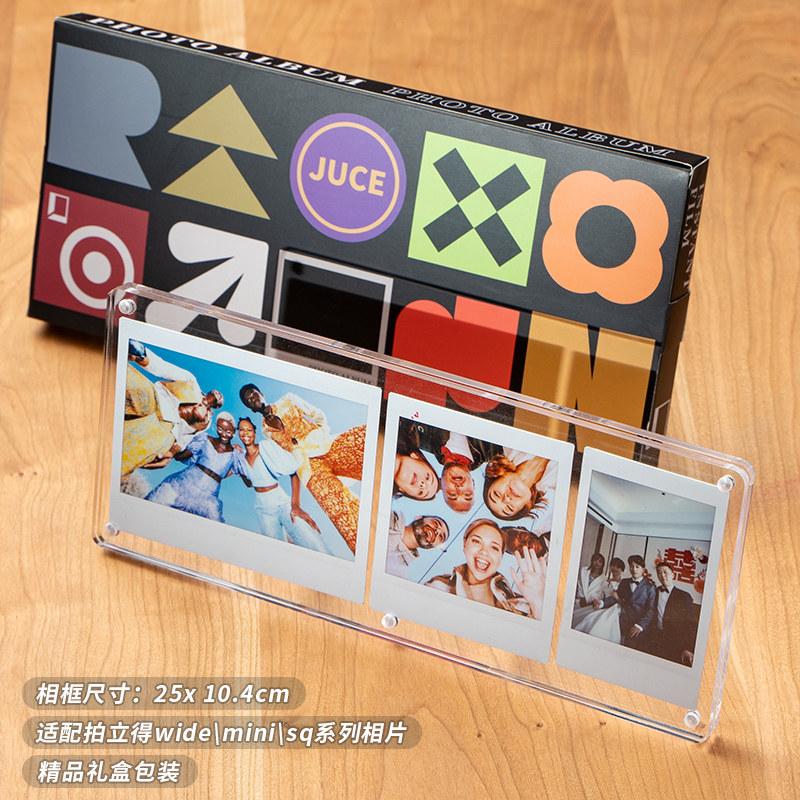 Magnetic Clear Acrylic Display Frame for Instax Polaroid Photos, Kpop Mini Desktop Stand Holder for 3 Inch Small Cards