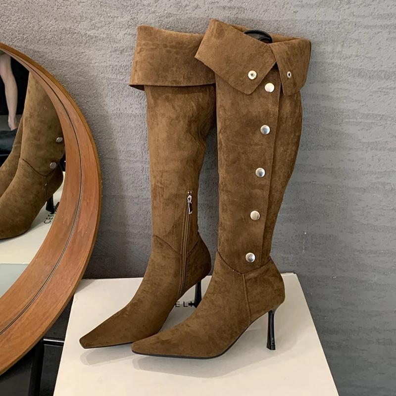 Fashion High Heels Women High Boots Pointed Toe Dress Fashion Shoes Designer Pumps Woman Winter 2025 Elegant Luxury New Botas De Mujer