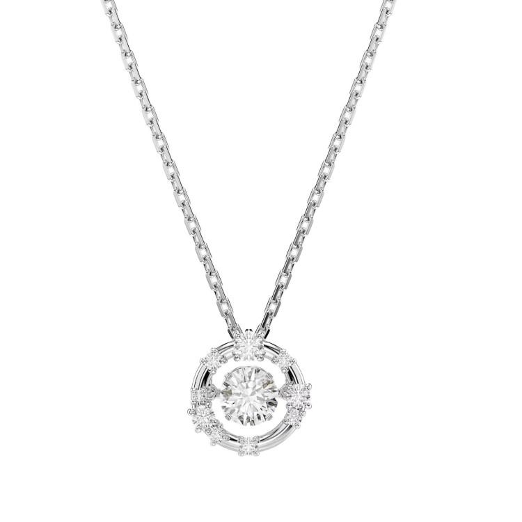 

Swarovski Constella Round Cut Design Rhodium Plated Cubic Zirconia Necklace Unisex necklace White 5738247 Box (Random Color)
