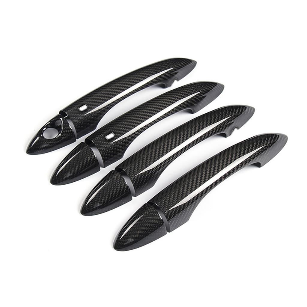 Exterior Door Handle Grab Cover Trim with Smart Key Hole for Alfa Romeo Giulia 2017-2019 Carbon Fiber Exterior Car Accessories