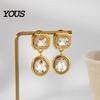 Non Tarnish Stainless Steel Jewelry 1 Pair Faux Crystal Geometric Dangle Earrings for Women, Hypoallergenic Ear Needles Sensitive Ears Gold