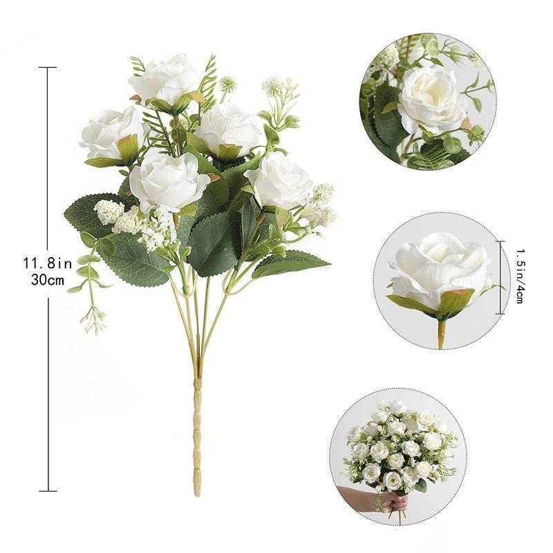 1pc Rose White Silk Bouquet Peony Artificial Flower 10 Big Head 4 Small Bud Wedding Brides Home Decoration Artificial Flower,Mother's Day,Women's Day