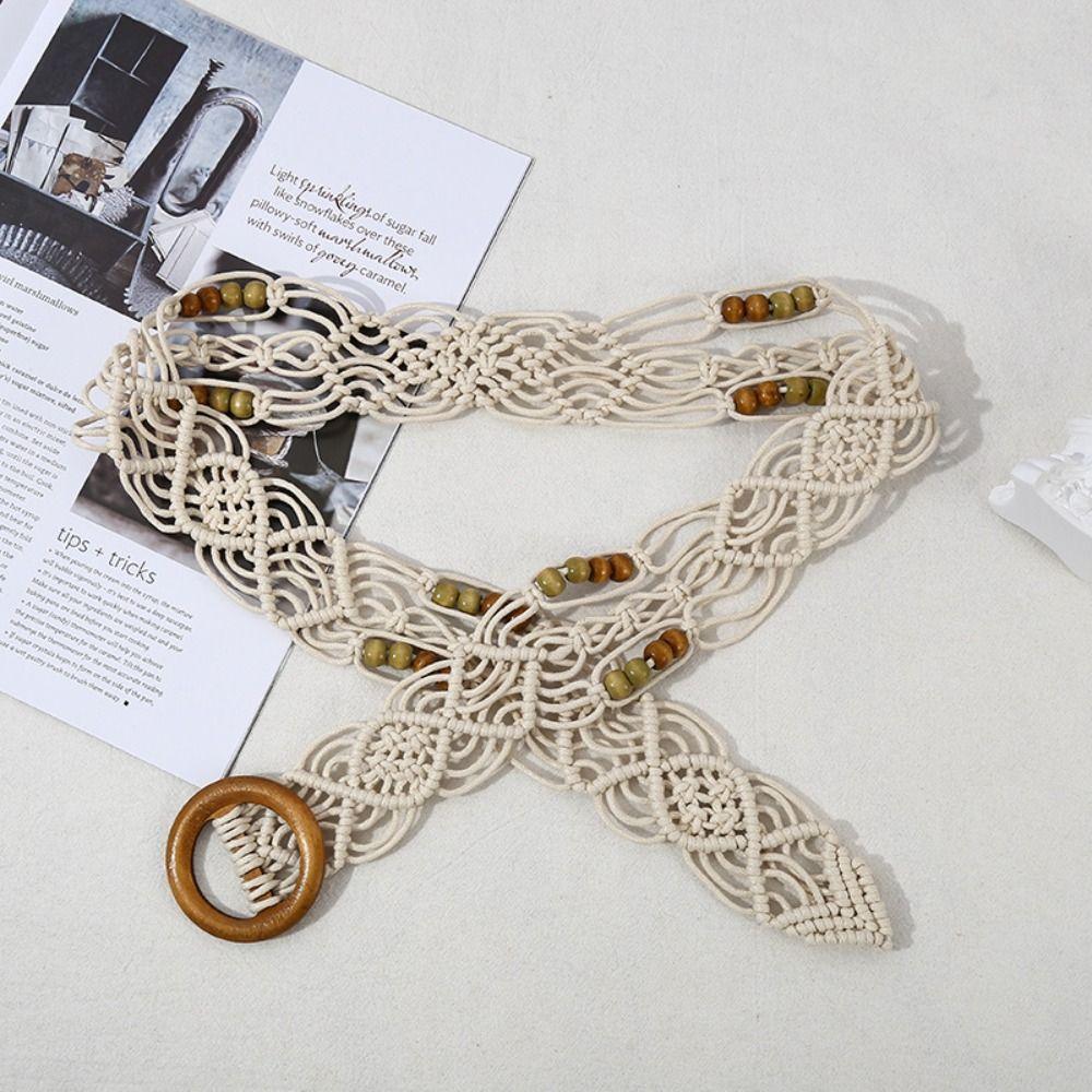 Woven Weave Belt Retro Ethnic Style Waistband Personality Bohemian Style Belt Dress Decoration