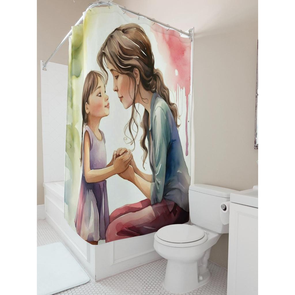 Mother And Daughter Bonding Waterproof Shower Curtain