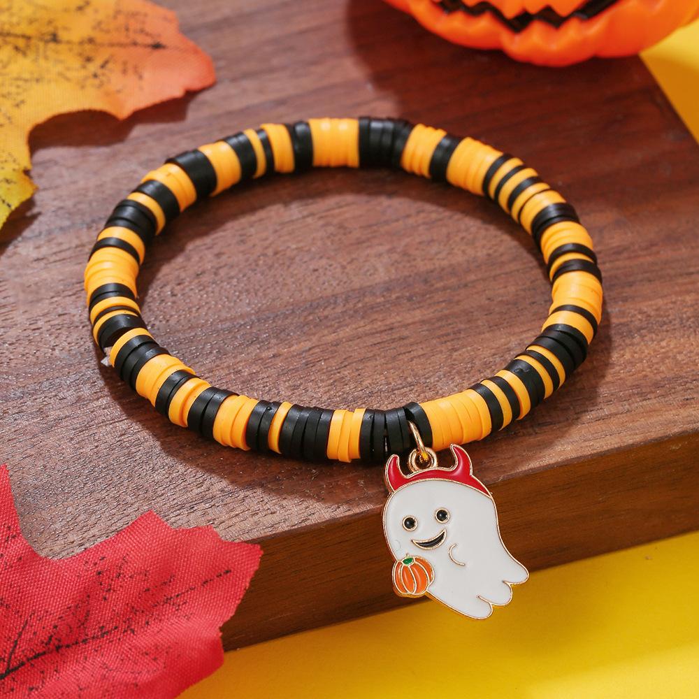 European and American Halloween Skull Pumpkin Pendant Soft Pottery Bracelet Popular Funny Alloy Pendant Bracelet