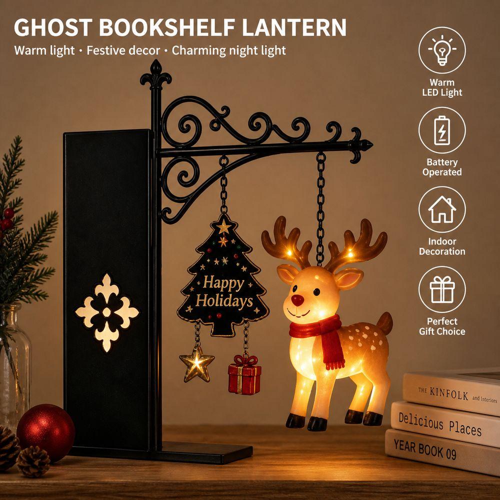 Streetlamp Shape Christmas Bookshelf Lantern Christmas Shelf Light Bookshelf Decoration