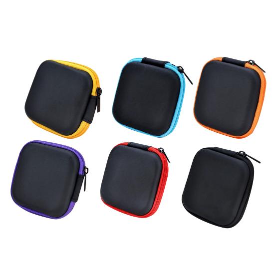 Earphone Storage Box Beautiful Protective Square Earphone Protective Storage Box Pouch for U Disk Memory Card Earphones Storage