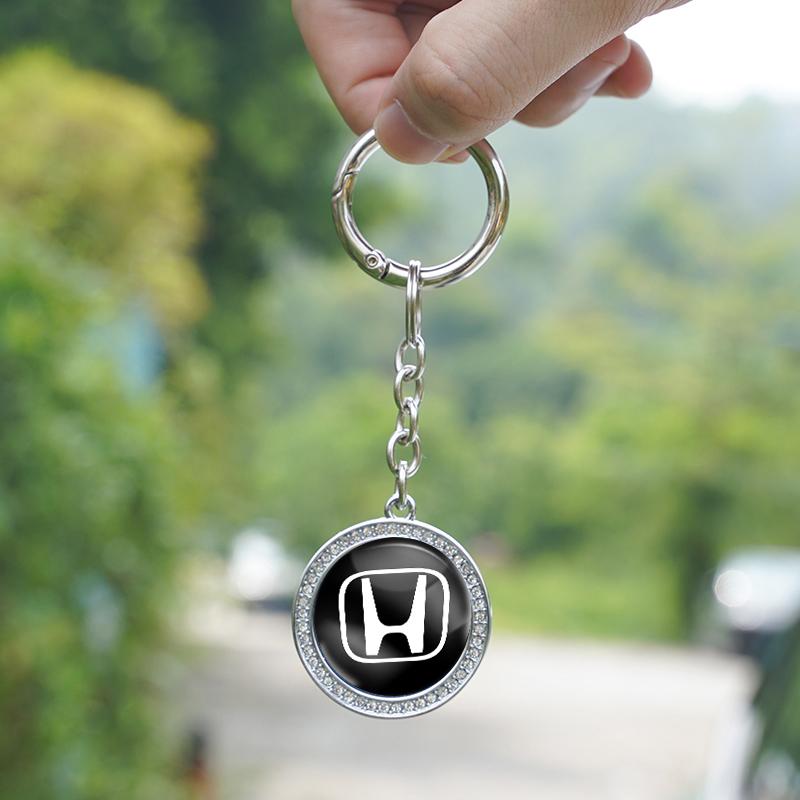 Luxury Diamond Edging Key Rings Car Logo Keychain For Honda Civic Fit Jazz Accord Pilot CRV Odyssey Passport City Shuttle HRV AS9