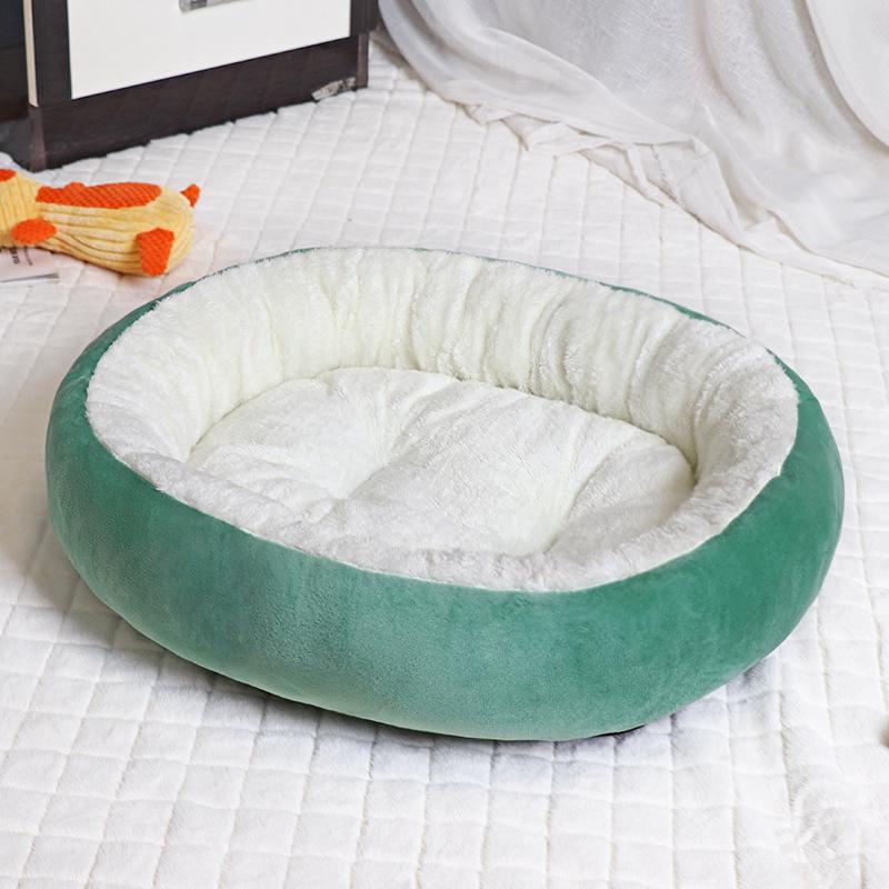 Winter Round Plush Thickened Dog Bed - Deep Sleep Warm Mat for Large Dogs