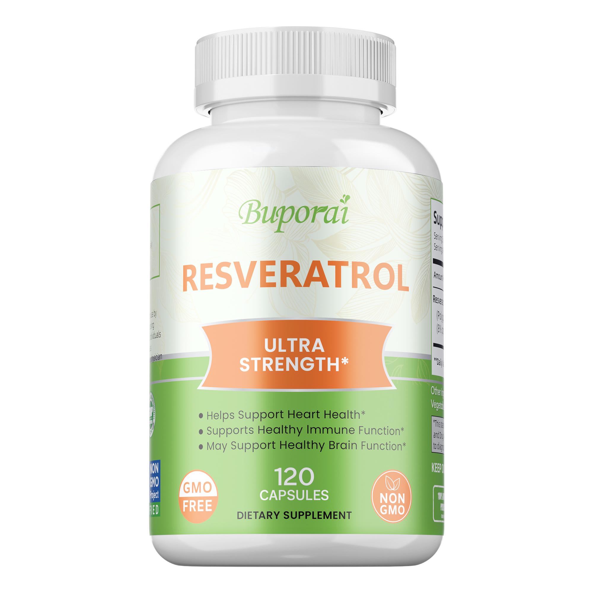 Buporai Resveratrol Dietary Supplement, Contains Natural Resveratrol, Daily Nutritional Supplement 120*1