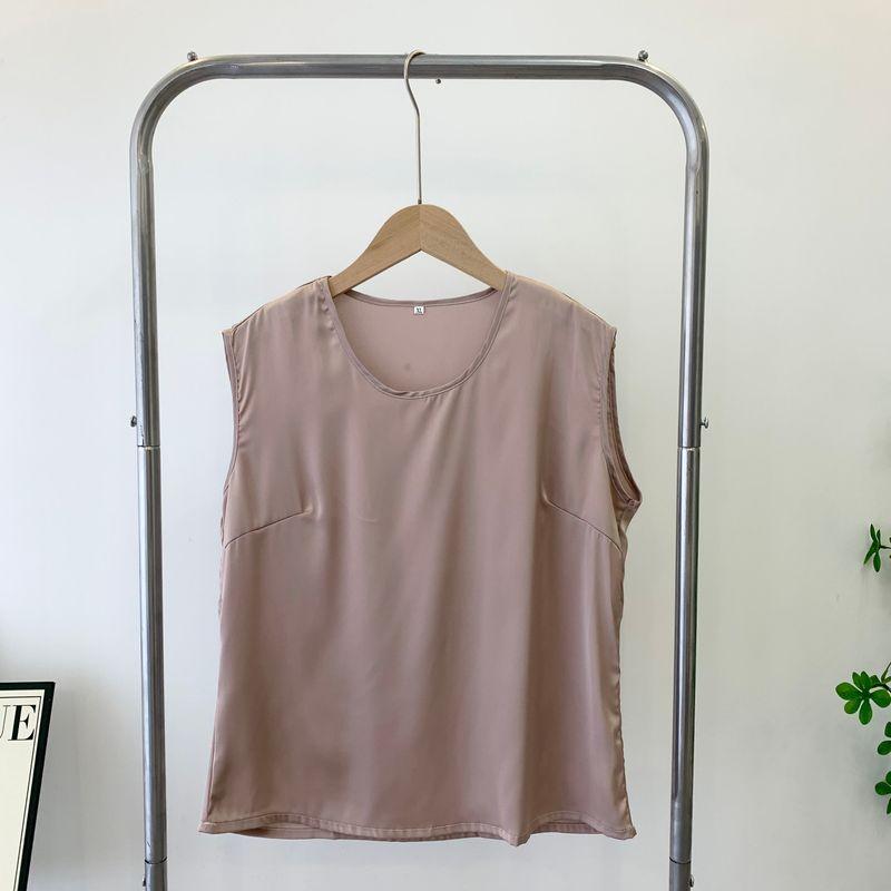 Satin Vest Women's Summer Loose Versatile Inner Match Outer Wear Underwear Sleeveless Tops Silk T-shirt Pure Color Small Shirt