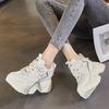 Innere Höheneinlage neue atmungsaktive Dad-Schuhe Plateau-Netz kleine Sport- und Freizeitschuhe