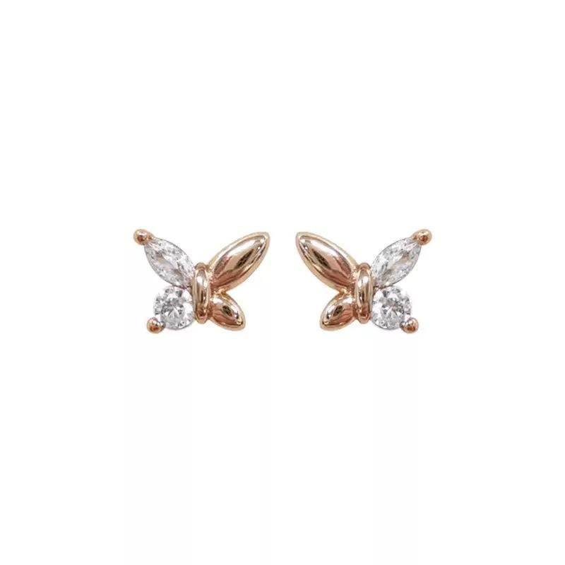 925 Sterling Silver Sparkling Zircon Mini Butterfly Earrings for Women Fashion Temperament Versatile Jewelry Accessories