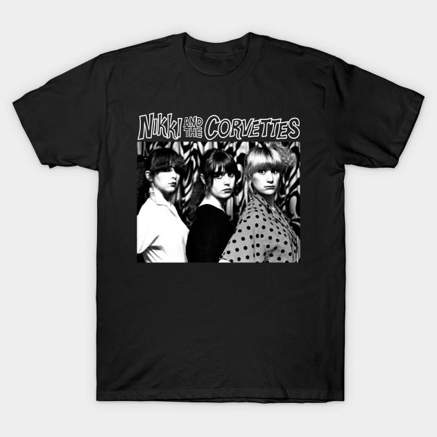 

Men Black Print T-shirt Nikki And The Corvettes No-Cut Transfer Paper Print Cotton Tshirt 2XL чёрный