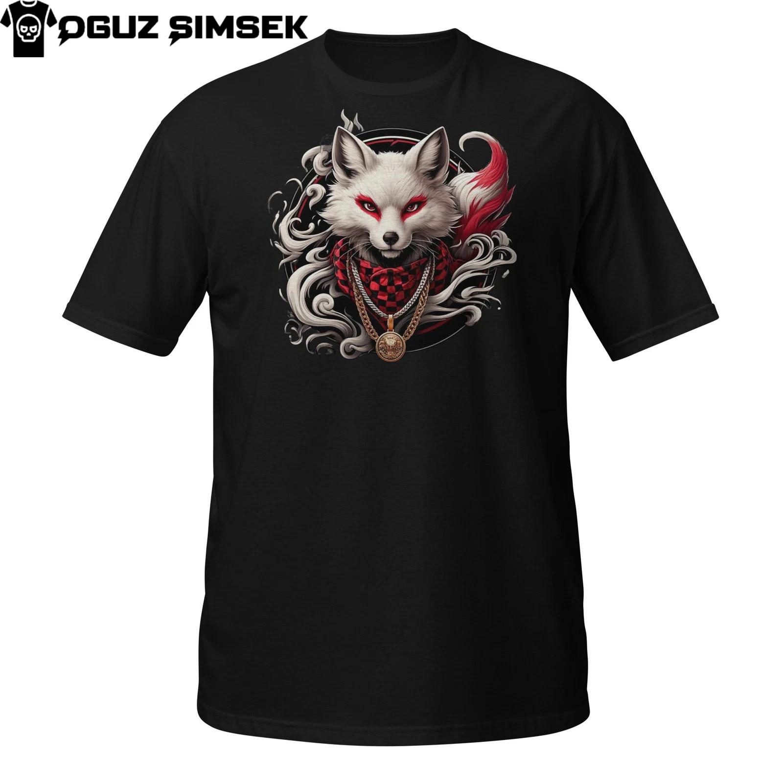 Cool Fox T-Shirt Mens Womens Tees Top – Red Bandana Street Style Urban Animal Design 2XL