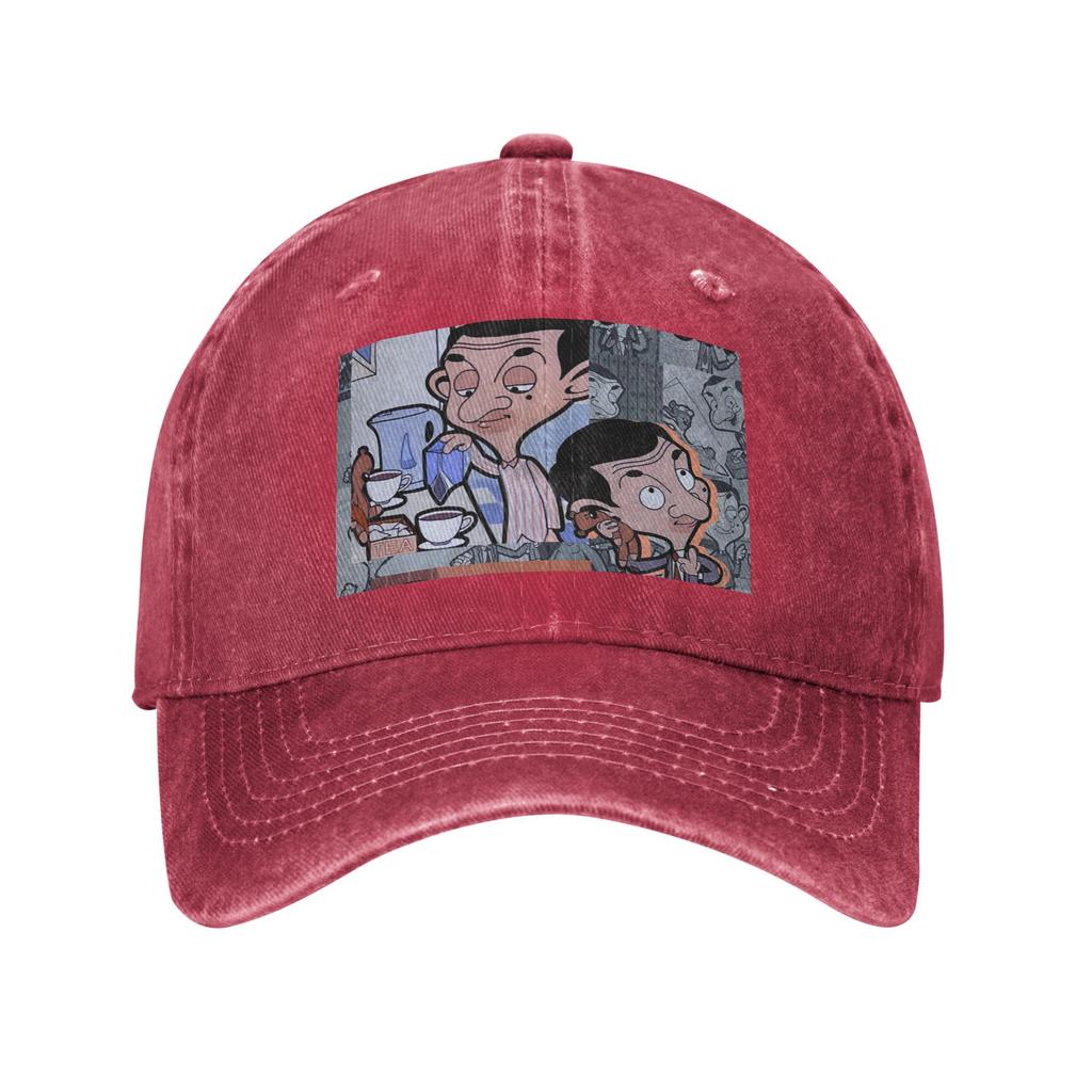 Mr. Bean Cartoon Denim Fabric Cap Casual Baseball Caps Adjustable Hat Summer Unisex Baseball Hats
