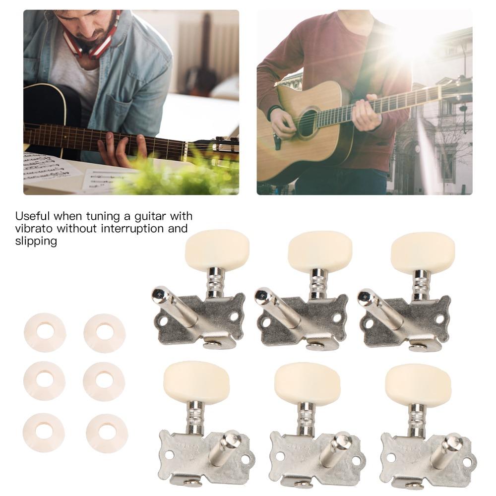 Big Square Head Guitar Machine Heads Silver Folk Instrument Tuning Pegs  For Acoustic Guitar
