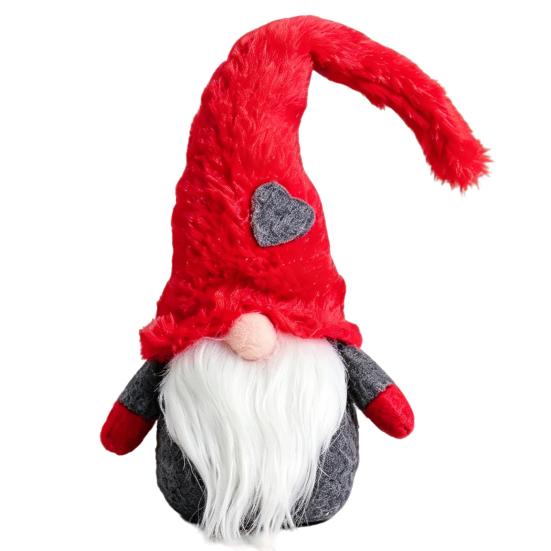 DIY Christmas Crafts Faceless Doll Ornament, Plush Gnome Decoration for Home, Xmas Fireplace Hanging Ornaments Figurine with Heart Cap, Ornament Party