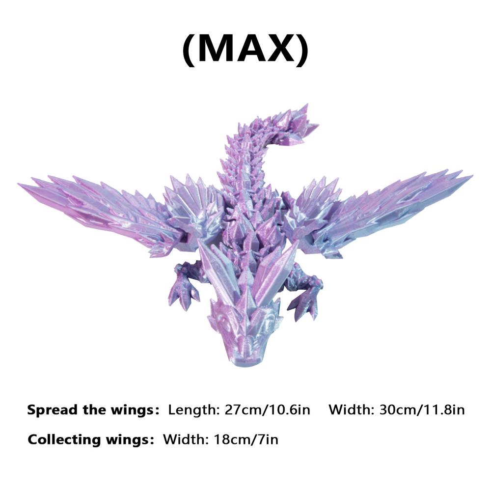 Kreatives Weihnachtsgeschenk 3D-gedruckte bewegliche Kristall-Drachen-Skulptur Mysteriöser Drache Spielzeug zum Zappeln Landschaftsdekoration