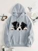2025 Autumn and Winter Women's Border Collie Puppy Pattern Hoodie Hooded Sweatshirt Four Seasons Casual Pullover Daily and Pet
