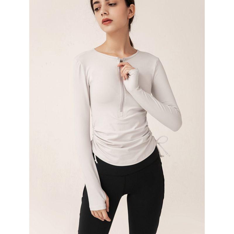 Color Discount 190804 Fashion Drawstring Long Sleeve Yoga Wear Casual Slim Fit and Quick-Drying Running Sports Workout Clothes for Women