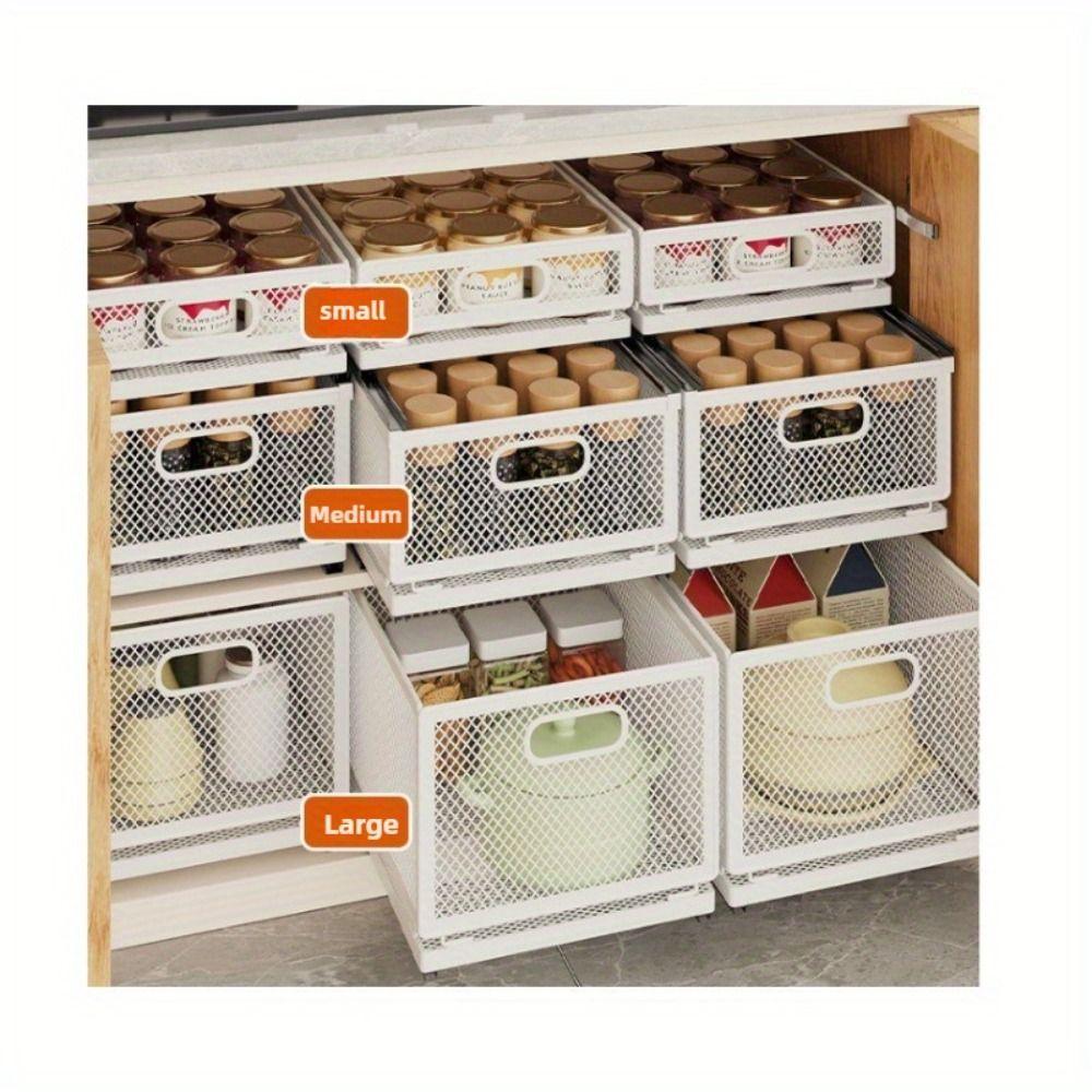 Expandable Dish Storage Rack Slide Drawer Food Storage Basket Home Furnishings