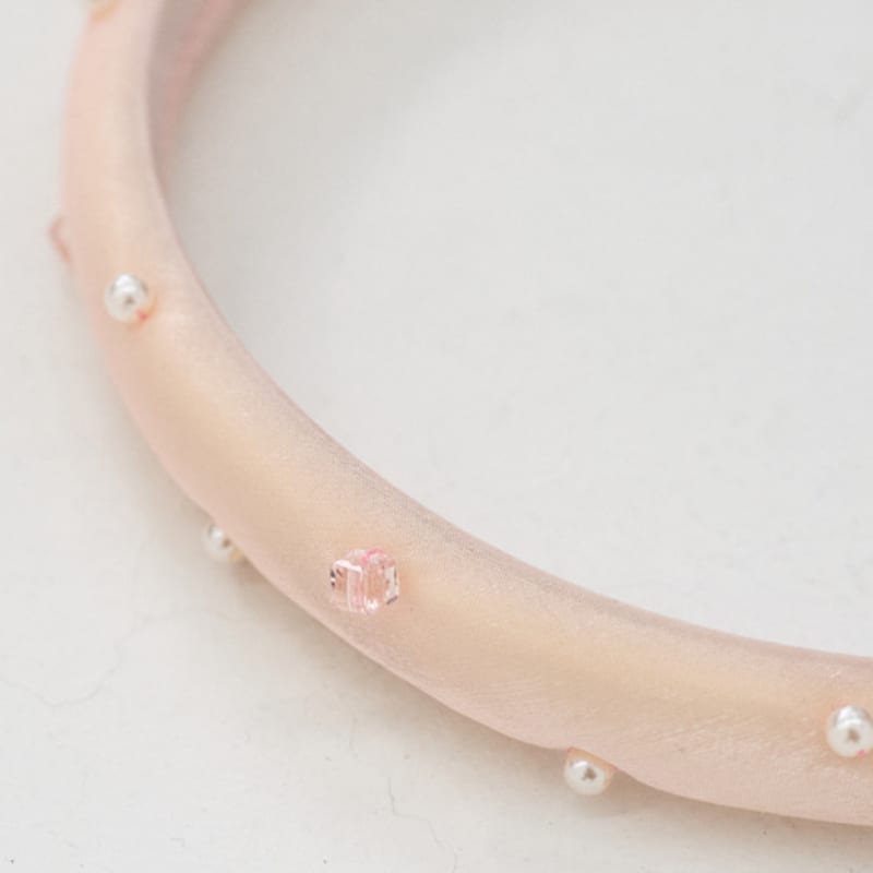 SORRY TOO MUCH LOVE Pearl Gem Seethough Satin Hairband_Pink