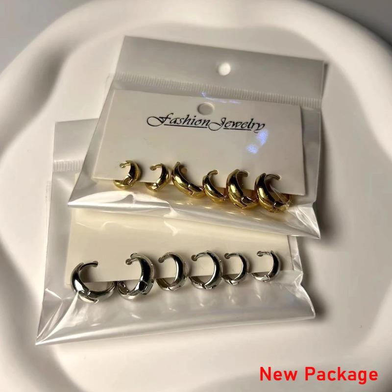 6Pcs/set Alloy Minimalist Huggie Hoop Earrings for Women Simple Metal Circle Small Earrings Punk Unisex Rock Jewelry KTJ