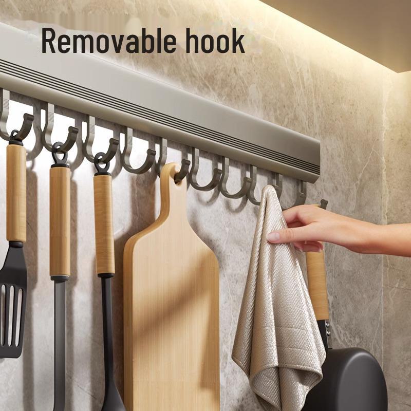 Wandmontierter Küchenhakenständer für Pfannenwender und Löffel ohne Loch