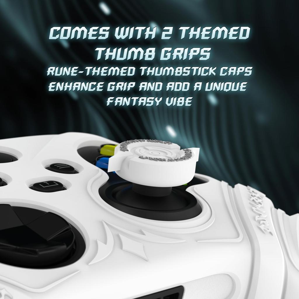 PlayVital Silicone Controller Cover for Xbox Series with Thumb Caps and Stickers Grip Shock Absorbing Runes Edition X/S – Non-Slip Skin, – (White)