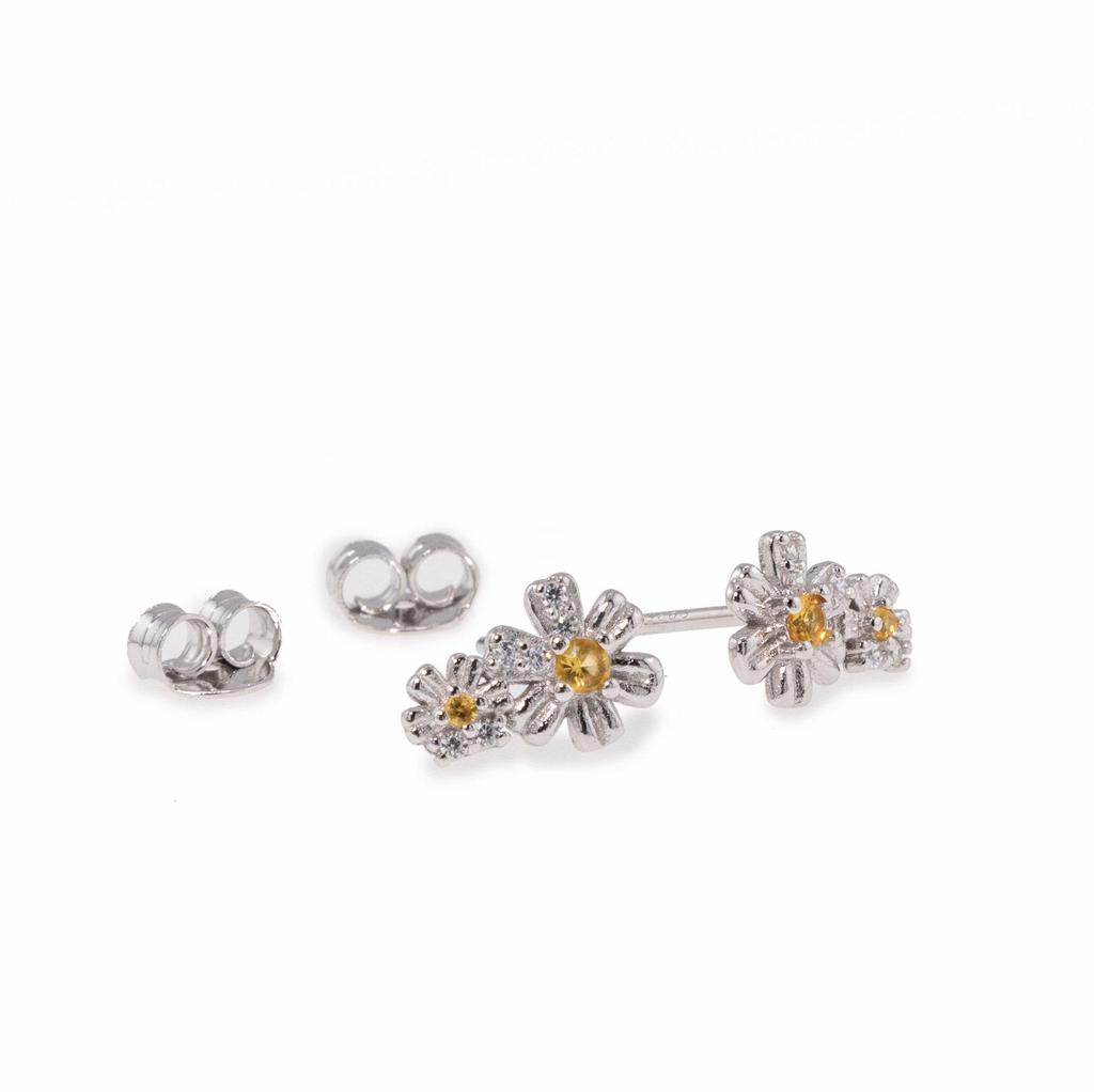 Zhenxing S925 Sterling Silver Double Flower Light Luxury Women's Stud Earrings