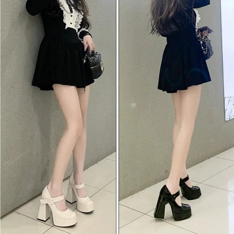 2025 Spring and Autumn Sexy High Heels Square with Mary Jane Sex Women's Shoes