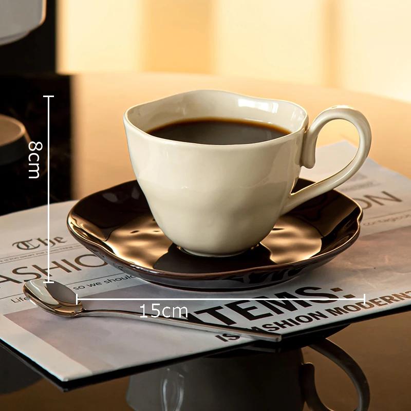 Creative Flower Shape Saucer Ceramic Cup&saucer Dining Table Coffee Cup Milk Tea Mugs Afternoon Tea Teacup Fruit Juice Container