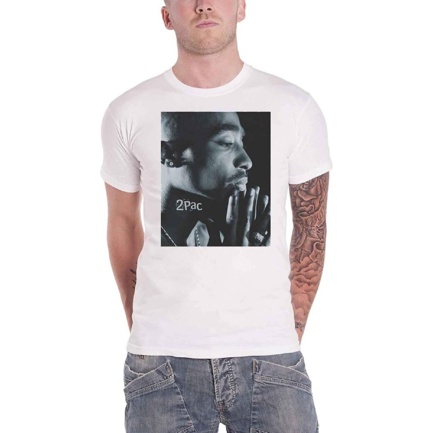 Tupac T Shirt Changes Side Portrait Logo Photo New Official Mens White Size L S