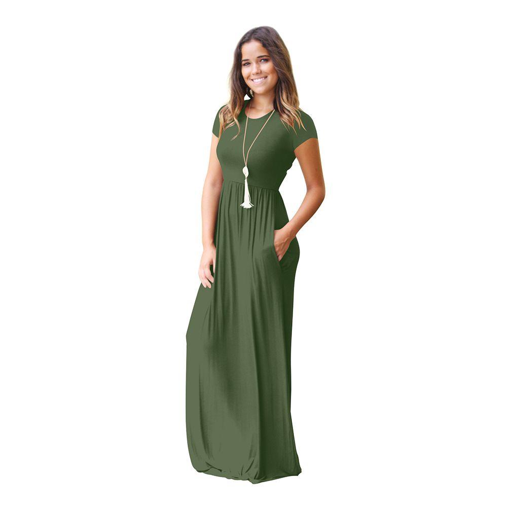 Elegant Women Boho Short Sleeve Solid Evening Party Maxi Dress Plus Size Delight