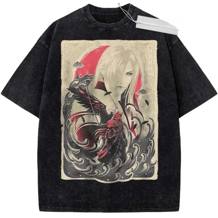 Final Fantasy X Yuna Vintage Washed Oversized TShirt Retro Streetwear Harajuku Style Unisex Couple Tee for All Seasons