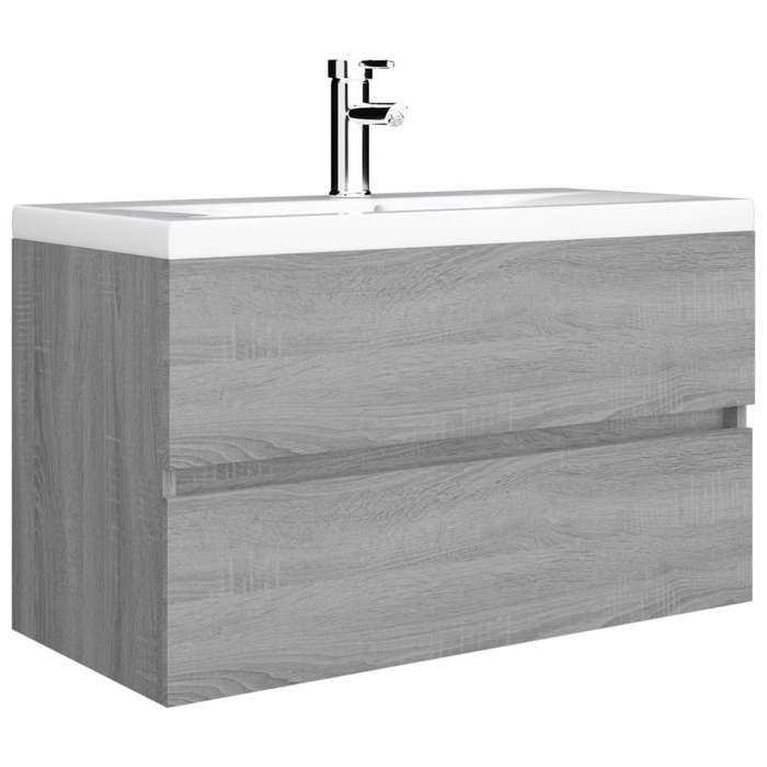 3120346 vidaXL Vanity Unit with Integrated Basin Sonoma Grey Engineered Wood