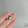 925 Sterling Silver Plated 14K Gold Inlaid Green Zircon Stud Earrings for Women French Vintage Exquisite Jewelry