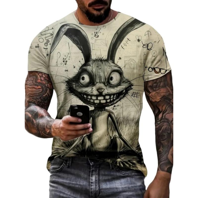 Cartoon 3D Print Funny Animal Graphic T-Shirts Summer O-Neck Short Sleeve Tops Casual Loose Men T-Shirt Harajuku Men's Clothing