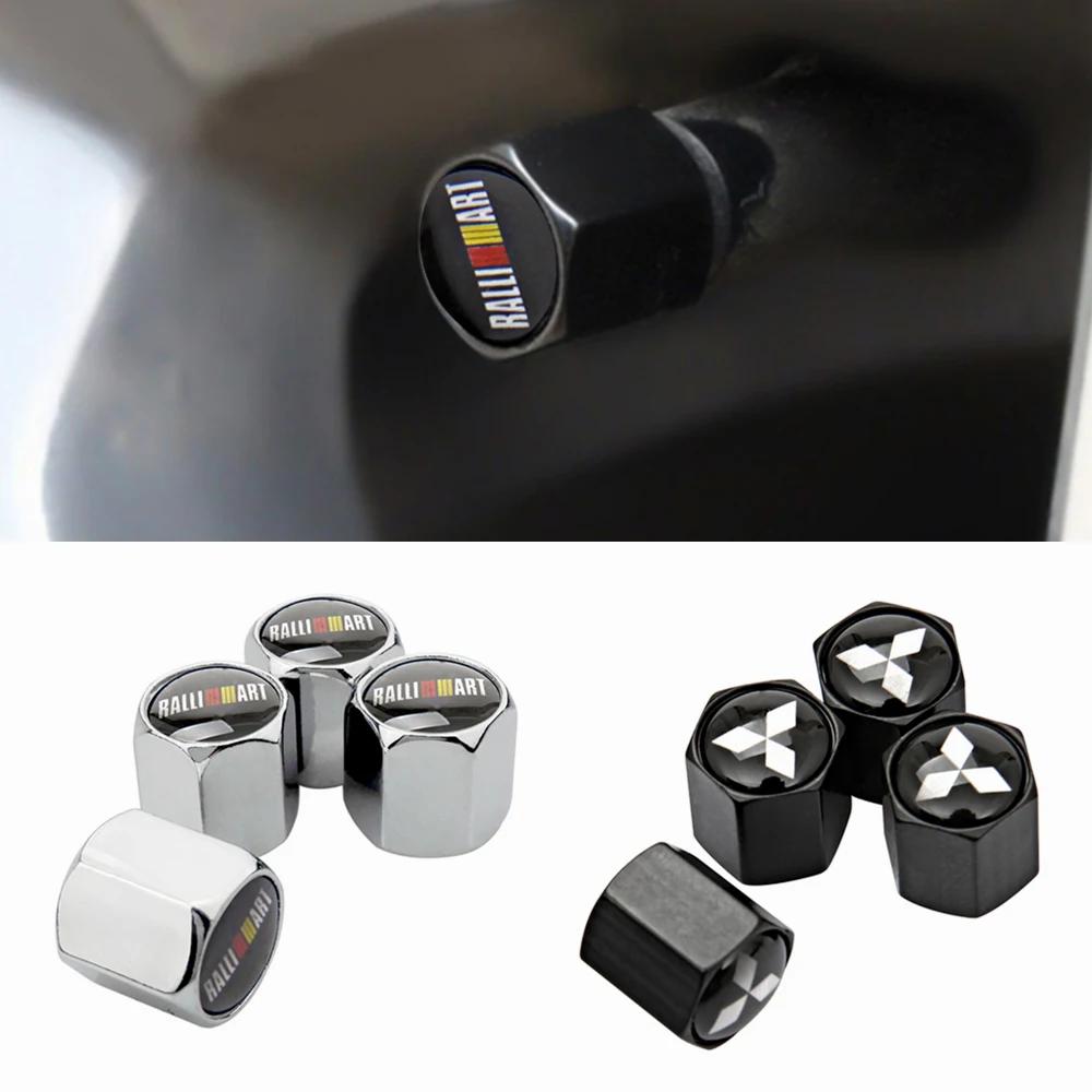 4pcs Car Valve Caps Wheel Stem Airtight Covers for Mitsubishi Ralliart Lancer ASX Colt Pajero Outlander Eclipse Delica Grandis