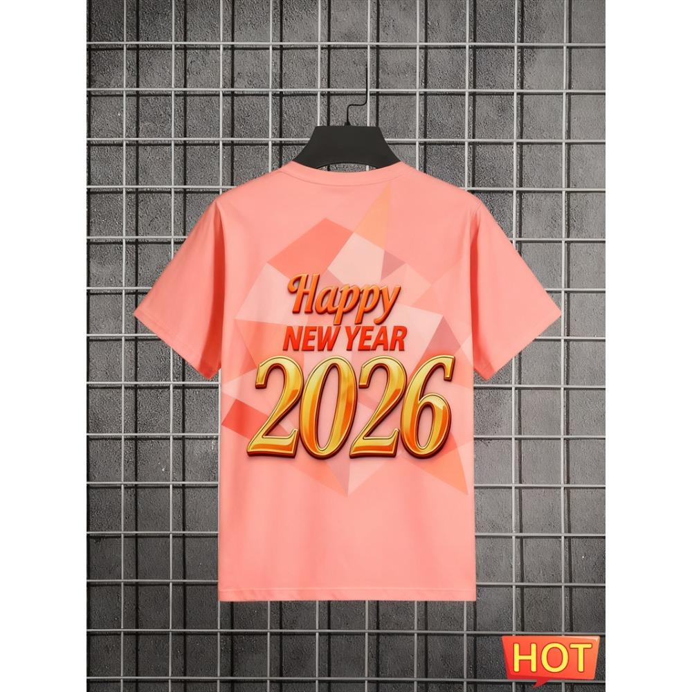 Fashion Firework Graphic 2026 New Year T Shirts Trendy Streetwear Men Women 3D Printed T-shirts Loose Breathable Crew Neck Tees