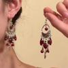 Vintage New Chinese Bohemian Turquoise Tassel Long Earrings Ethnic Vacation Accessories For Women