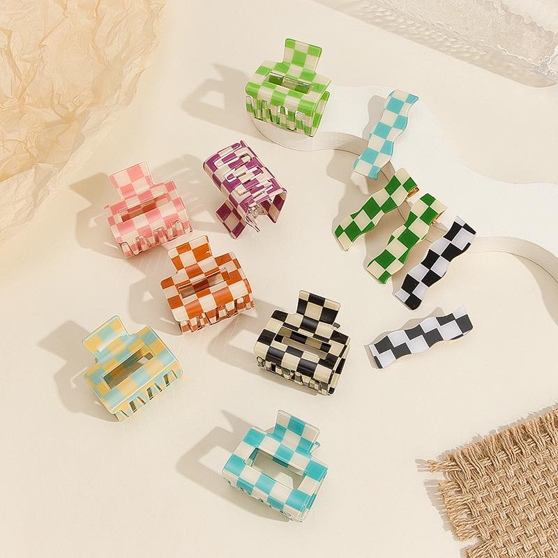 Versatile Checkered Square Claw Clip: High-End Sweet Hair Accessory for Women